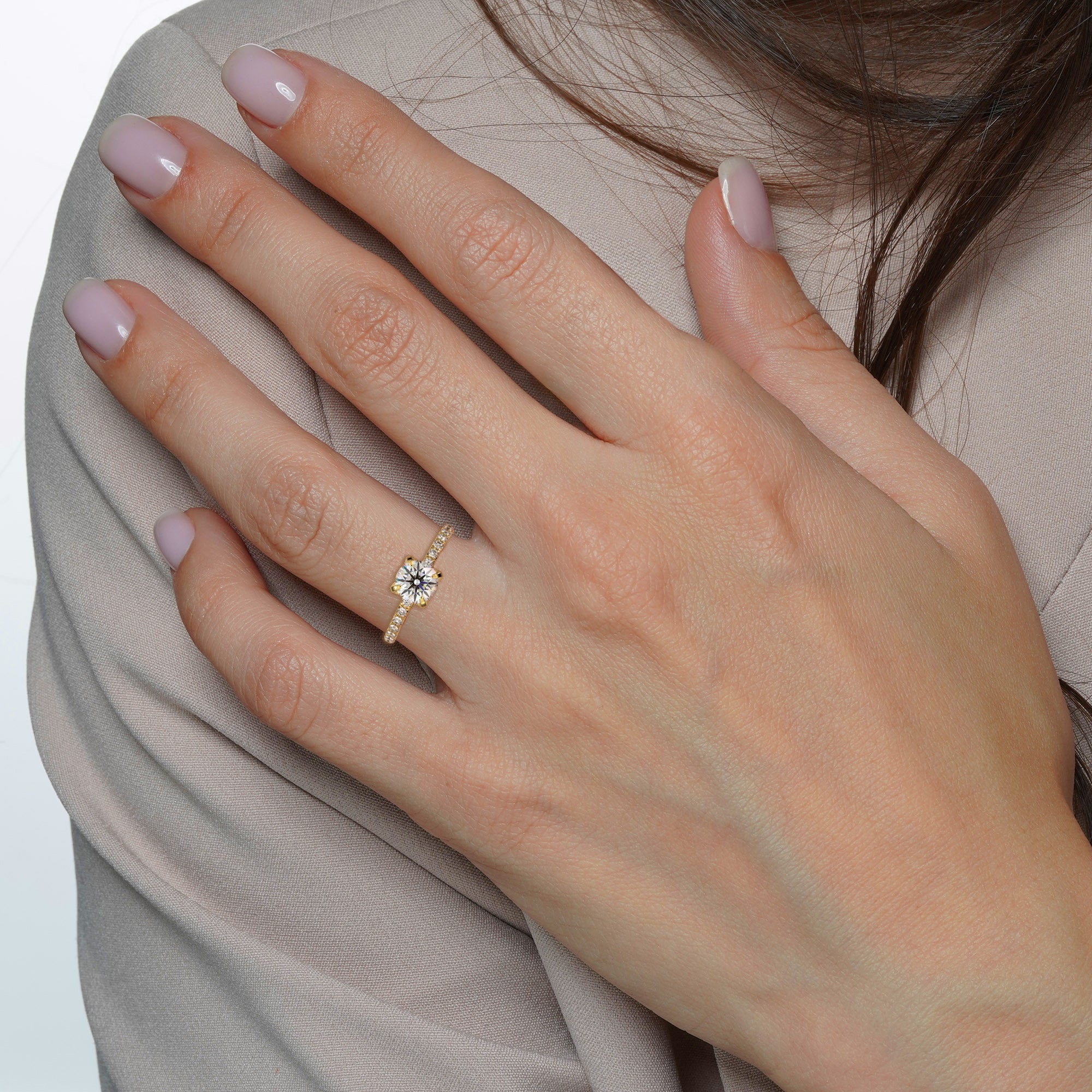 Chiara Round Lab Grown Diamond Engagement Ring IGI Certified-VIRABYANI